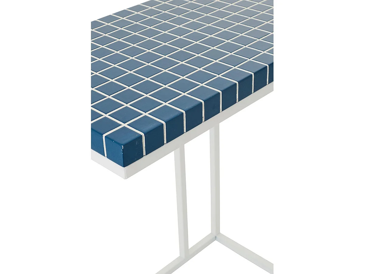 Table d'Appoint à Carreaux "Spia" 60cm Bleu & Blanc