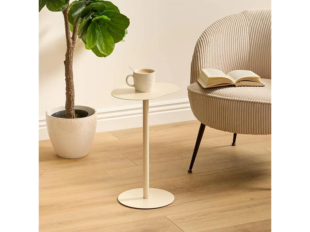 Table d'Appoint en Métal "Sora" 50cm Beige