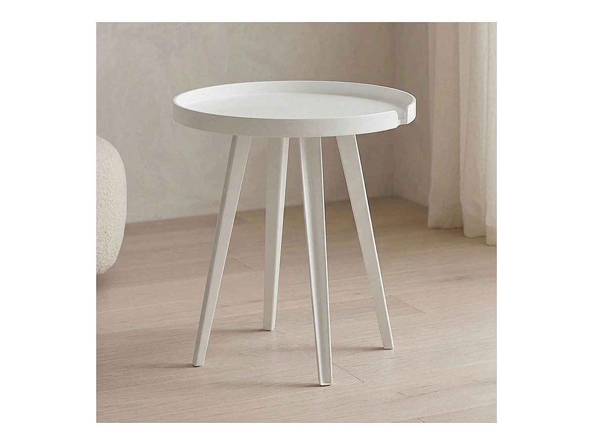 Table d'Appoint à Rebord "Bimix" 45cm Blanc