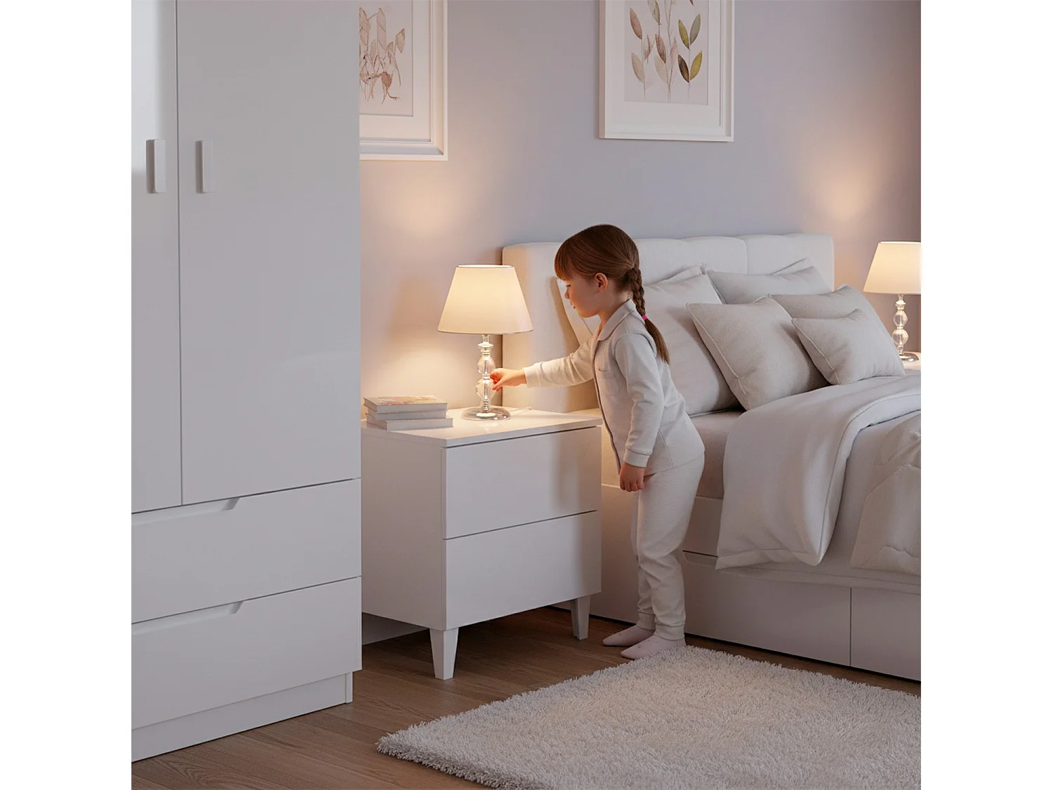 Comodino Moderno A 2 Cassetti Mobiletto Da Camera Da Letto Con Piedini Struttura Resistente In Melaminico Antigraffio Montaggio Facile 50 X 34 X 39 Cm Bianco Lucido