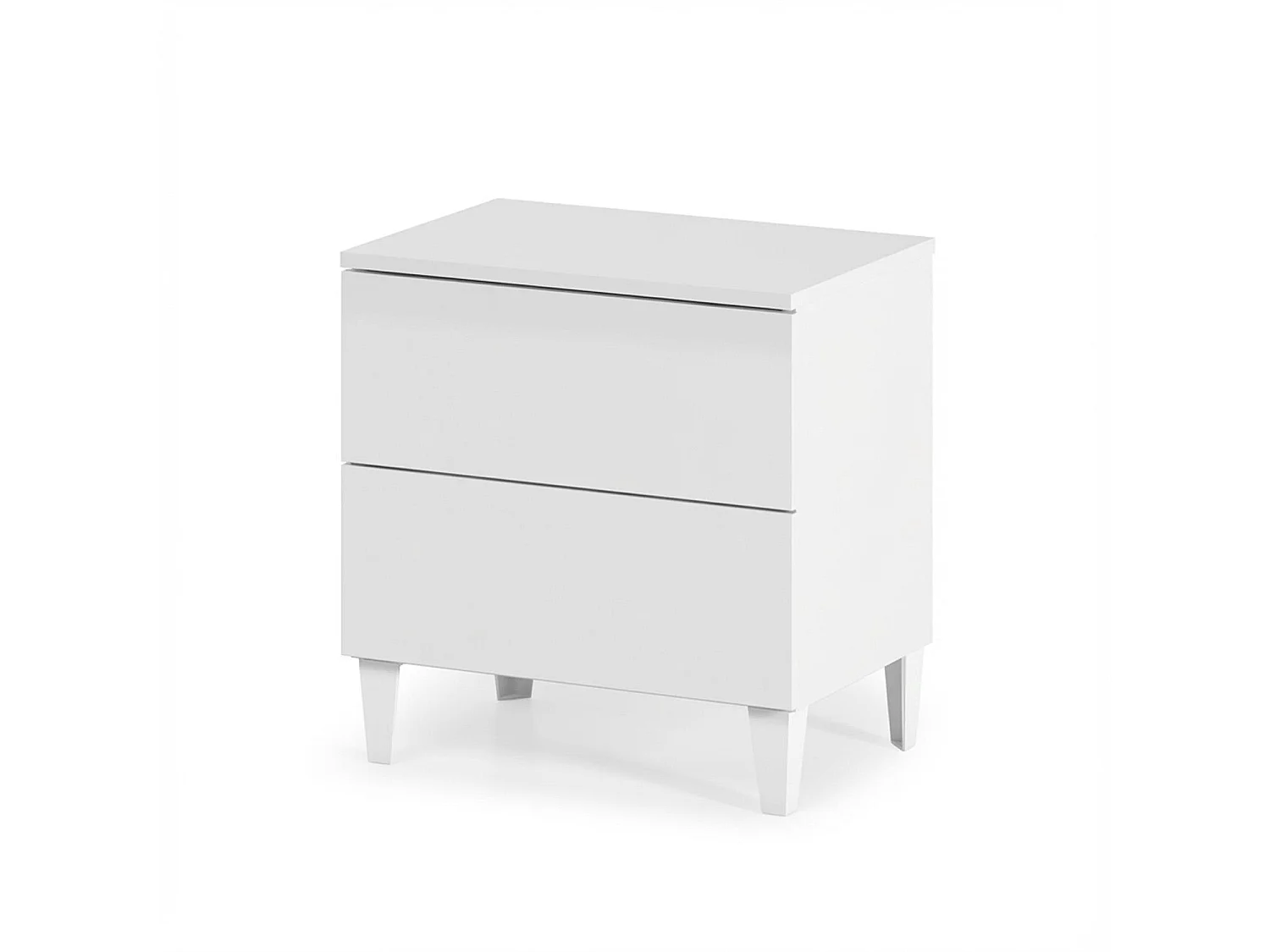 Comodino Moderno A 2 Cassetti Mobiletto Da Camera Da Letto Con Piedini Struttura Resistente In Melaminico Antigraffio Montaggio Facile 50 X 34 X 39 Cm Bianco Lucido