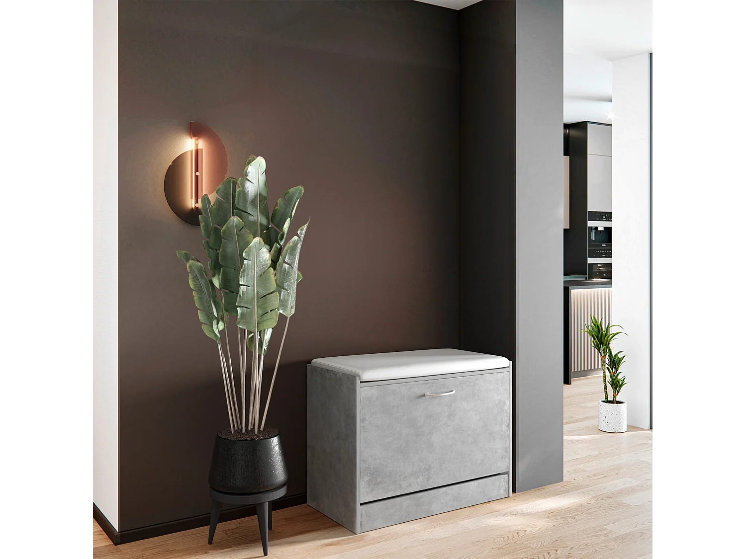 Panca Portascarpe Scarpiera Da Ingresso Piccola Salvaspazio Con Cuscino Anta A Ribalta Seduta Imbottita In Ecopelle Tripla Profondità 60 x 30 x 48 Cm Grigio Cemento