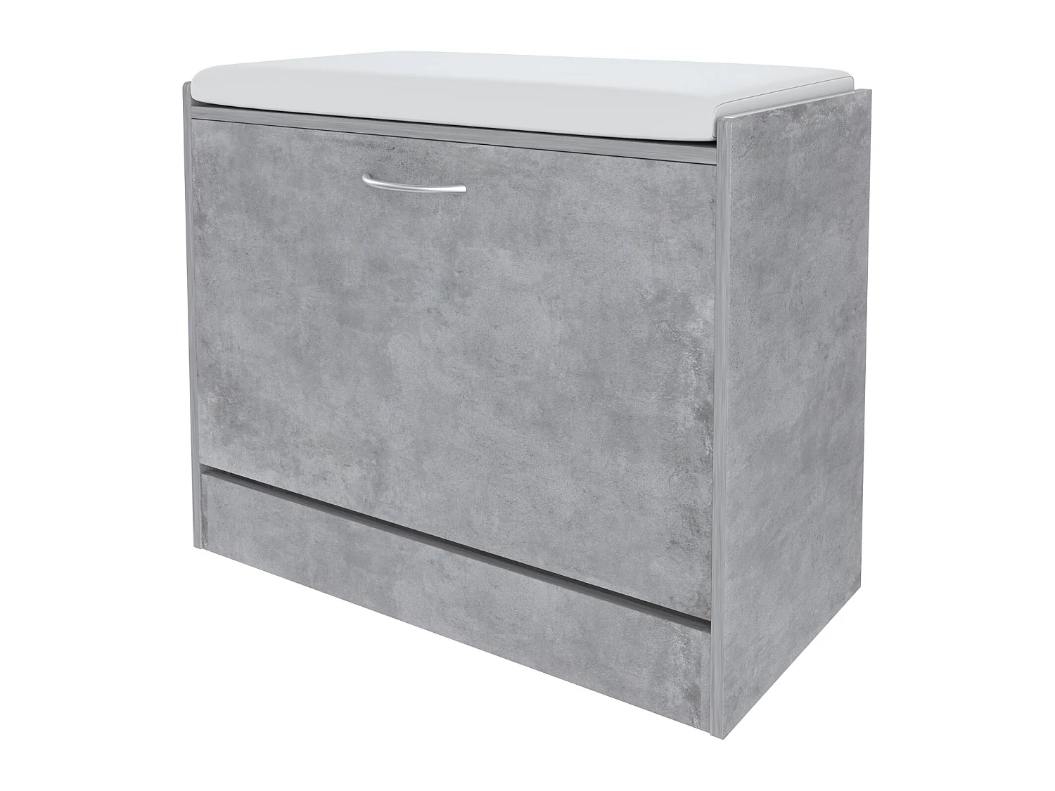 Panca Portascarpe Scarpiera Da Ingresso Piccola Salvaspazio Con Cuscino Anta A Ribalta Seduta Imbottita In Ecopelle Tripla Profondità 60 x 30 x 48 Cm Grigio Cemento