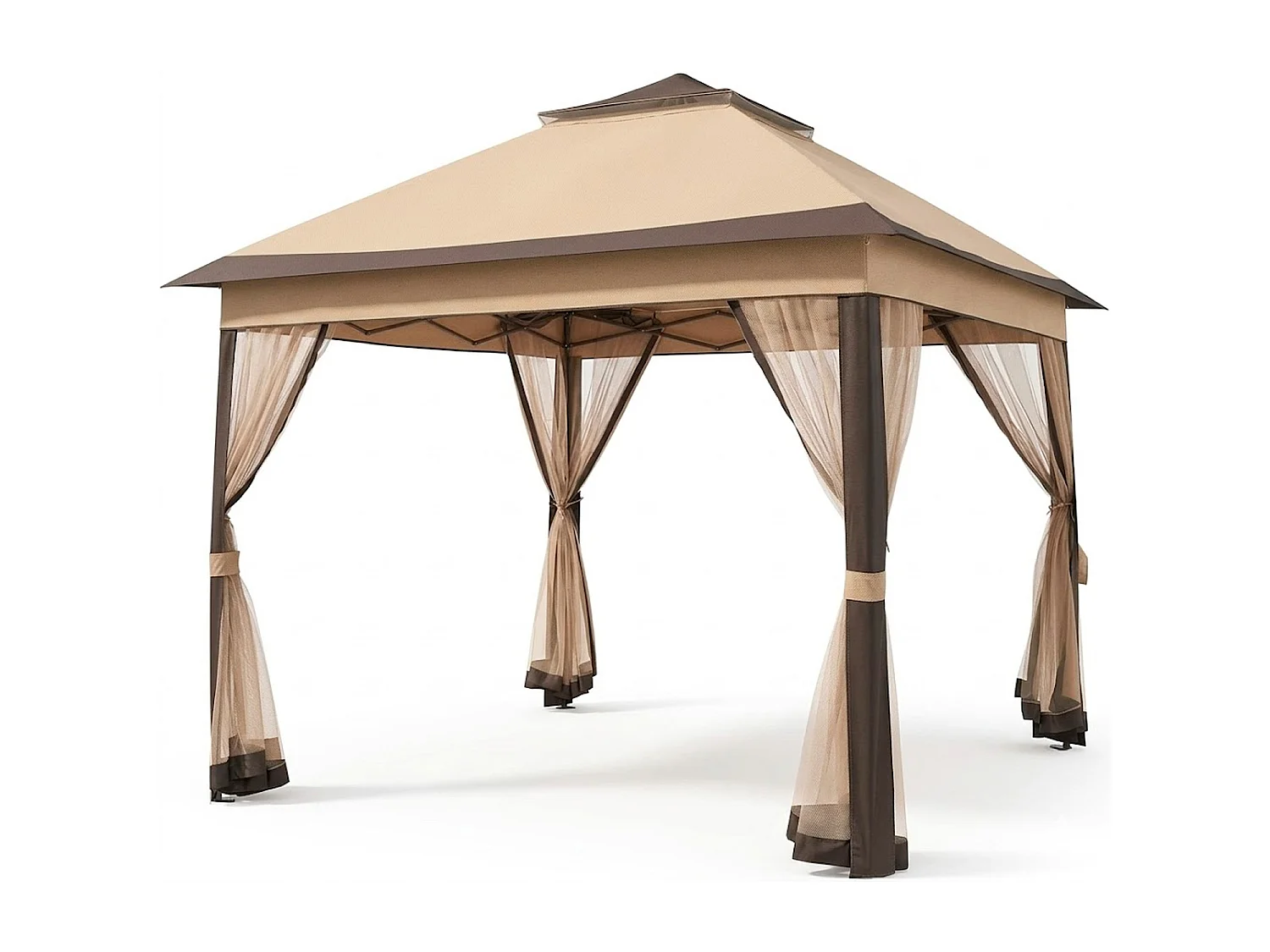 Gazebo Da Giardino Pop Up Altezza Regolabile Da 2.7 A 2.9 M Zanzariere Removibili Apertura Rapida E Borsa Trasporto Per Eventi Patio Piscina Campeggio Feste Kaki