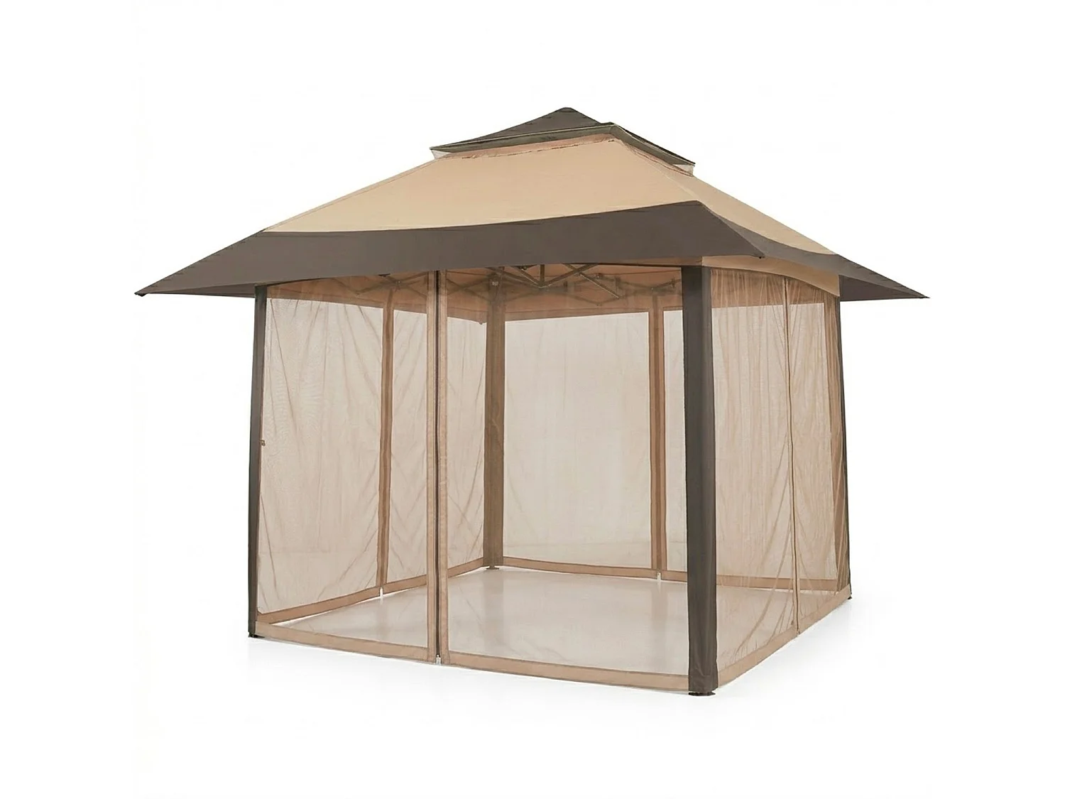 Gazebo Pop Up 4x4m Da Giardino Con Zanzariere Tetto Allargato Altezza Regolabile 2.7-2.9m Apertura Rapida Borsa Trasporto Per Eventi Piscina Feste Campeggio Kaki