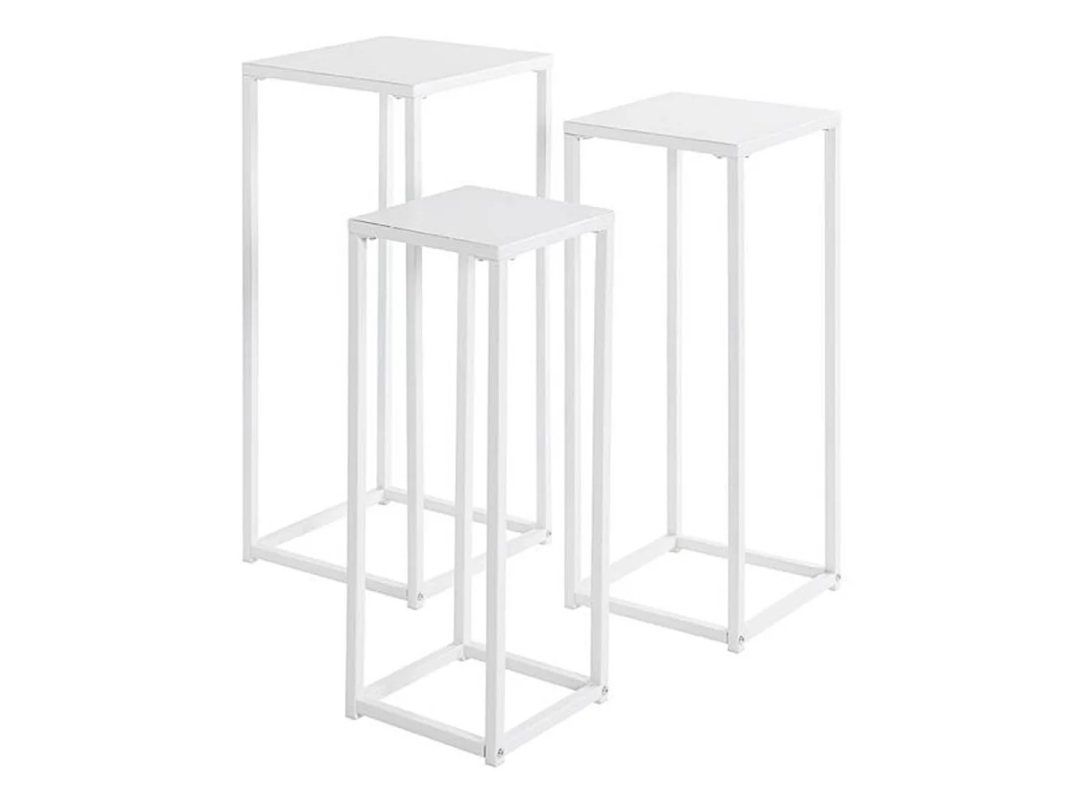 Lot de 3 Sellettes en Métal "Cromano" 71cm Blanc