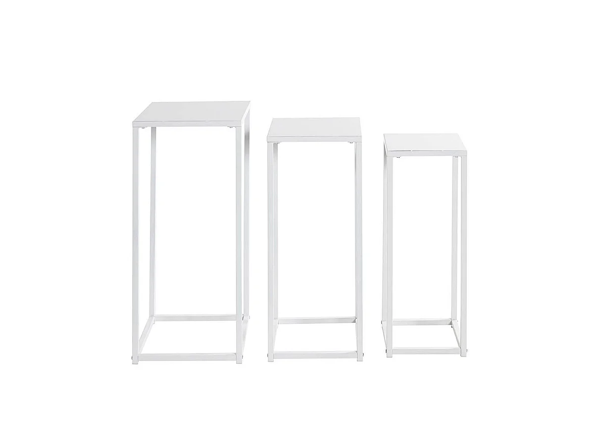 Lot de 3 Sellettes en Métal "Cromano" 71cm Blanc