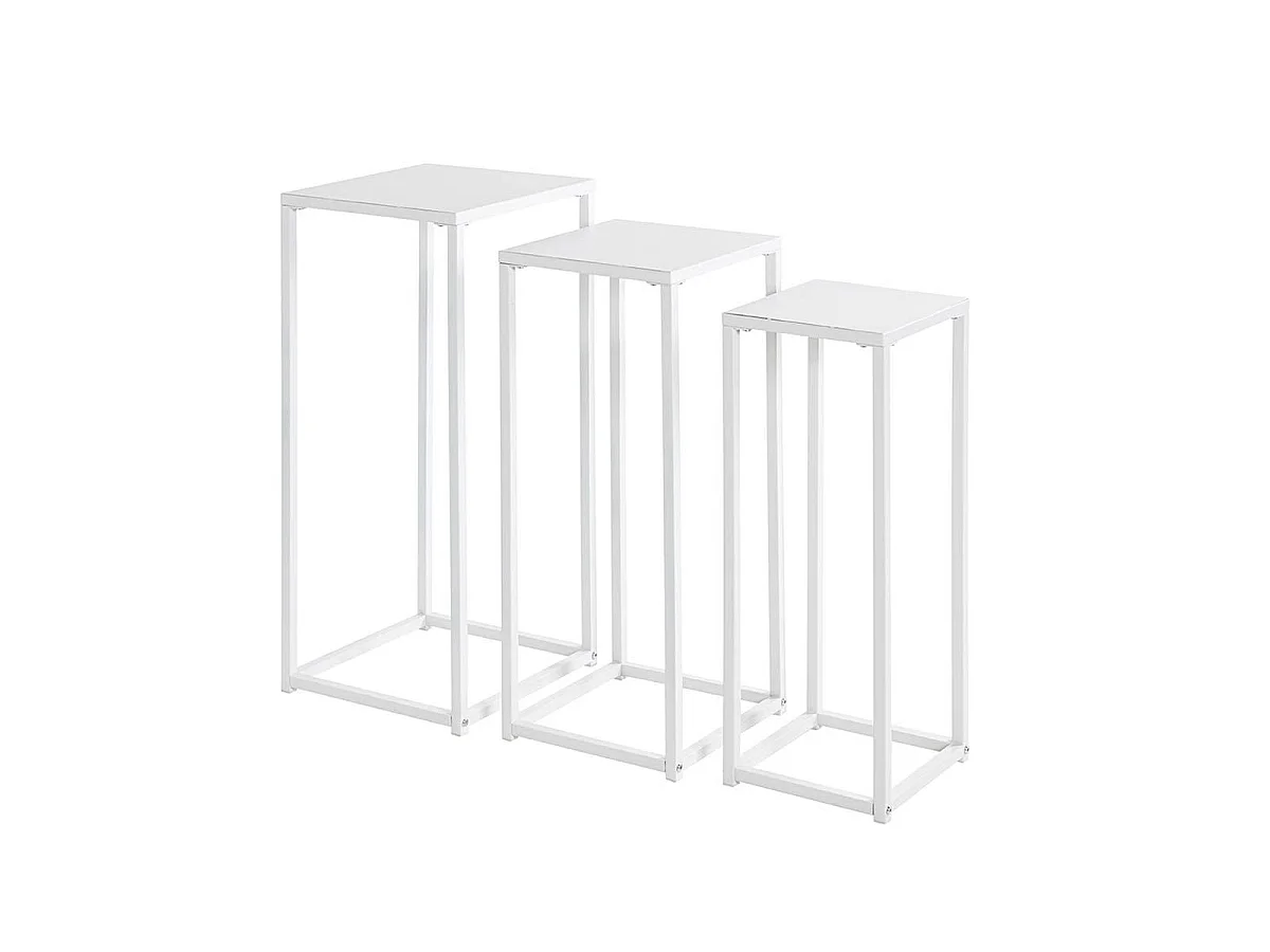Lot de 3 Sellettes en Métal "Cromano" 71cm Blanc