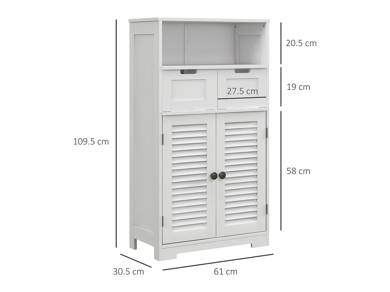 Vikese Dosu 3 Section Bathroom Storage Unit White