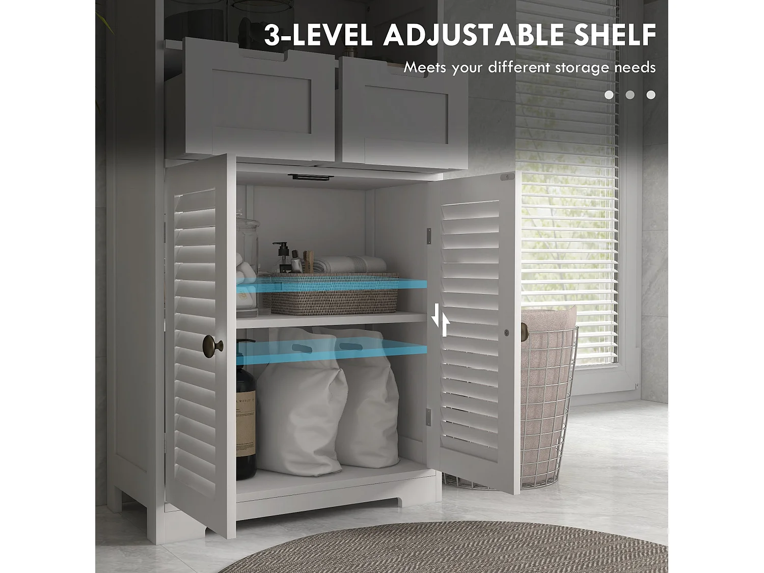 Vikese Dosu 3 Section Bathroom Storage Unit White