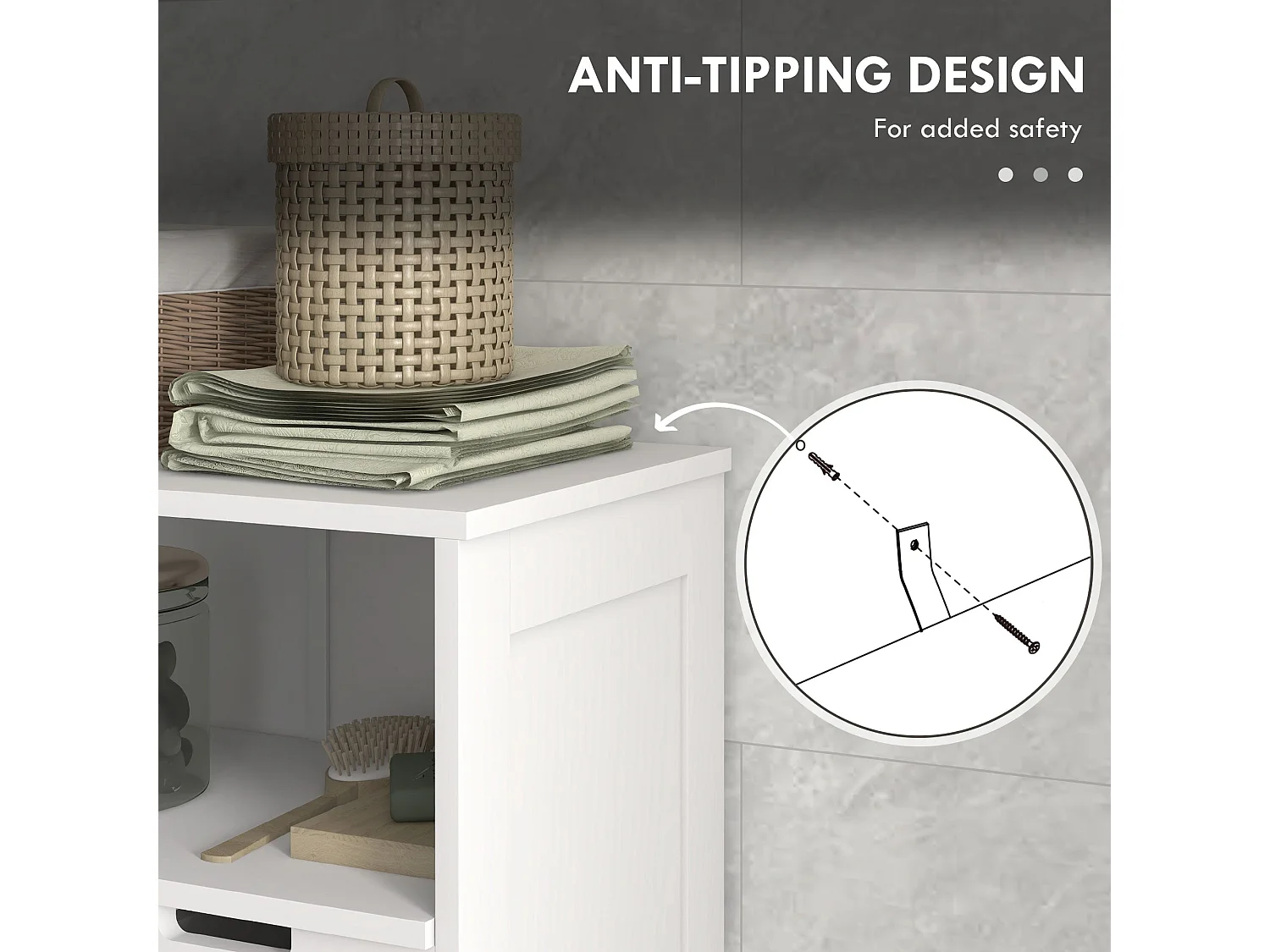 Vikese Dosu 3 Section Bathroom Storage Unit White