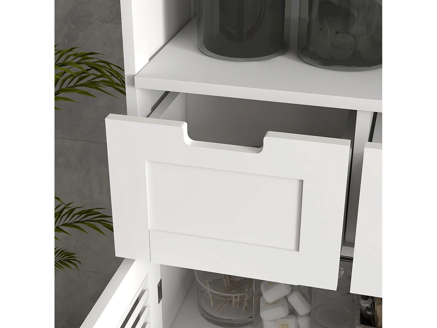 Vikese Dosu 3 Section Bathroom Storage Unit White