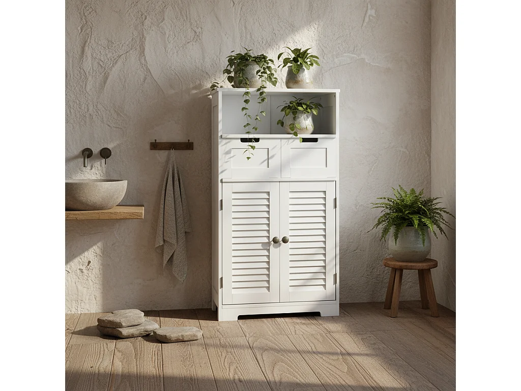 Vikese Dosu 3 Section Bathroom Storage Unit White