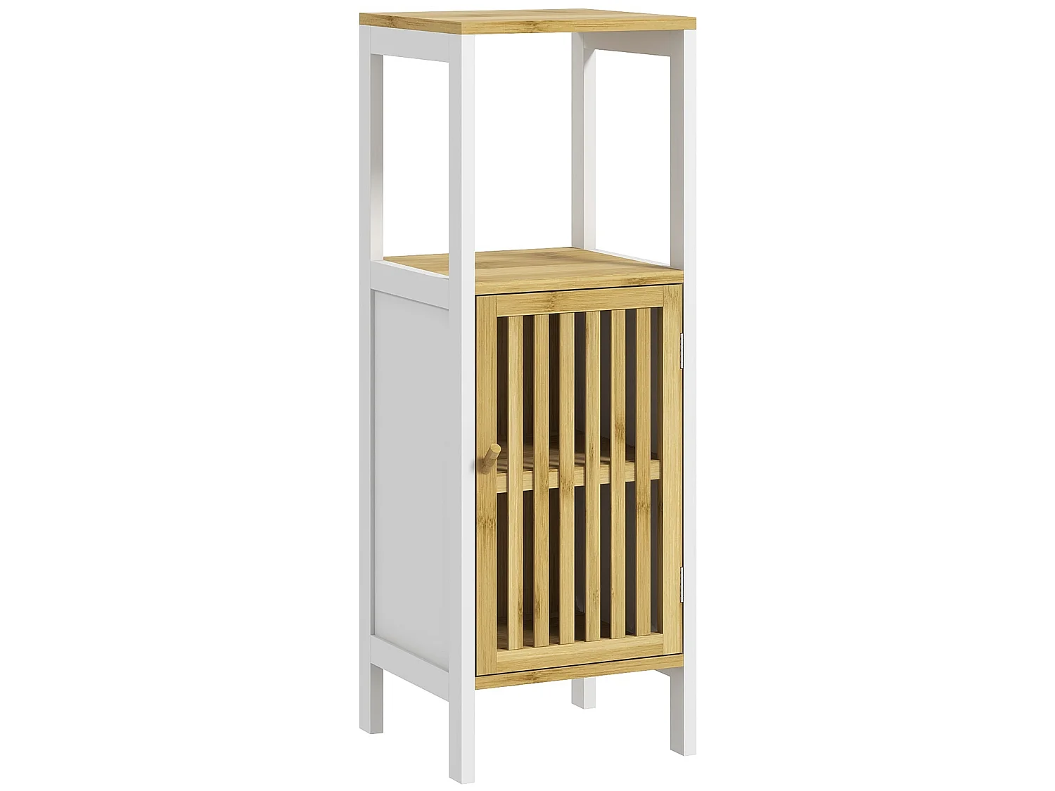Liba Retro Bamboo Blend Bathroom Cabinet with Cut Out Detail