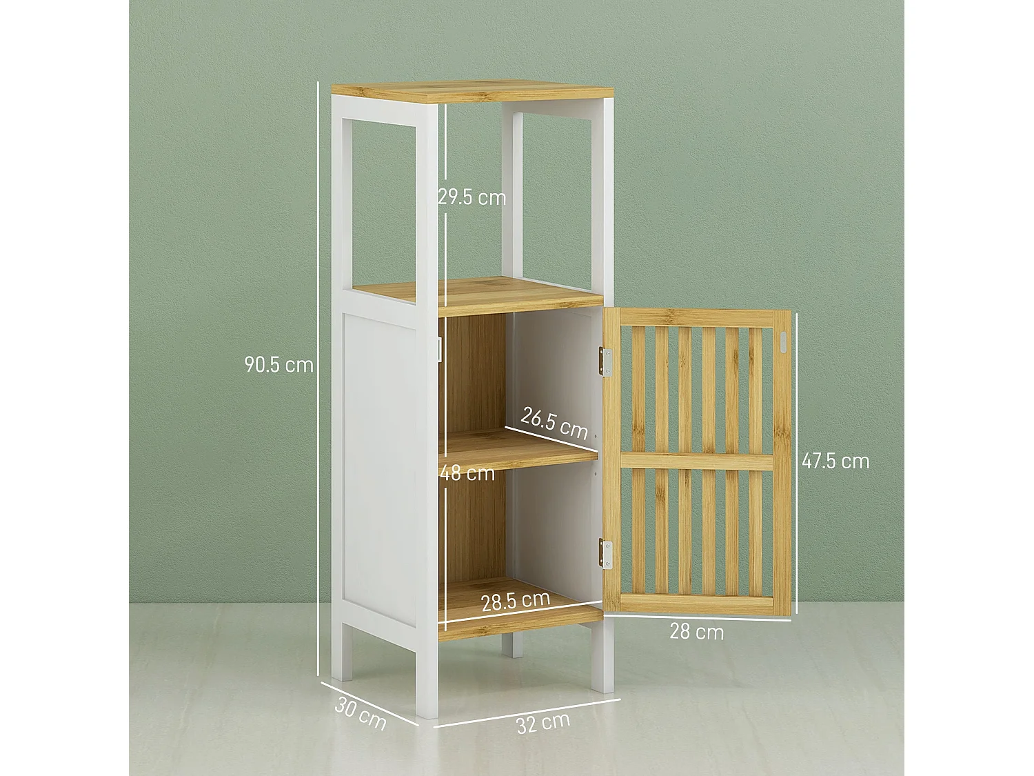Liba Retro Bamboo Blend Bathroom Cabinet with Cut Out Detail