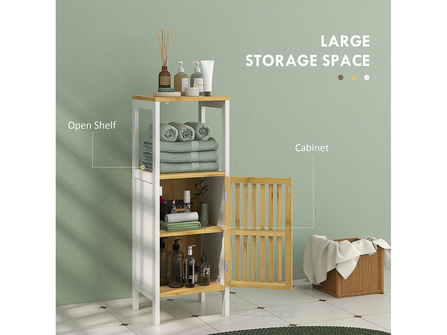 Liba Retro Bamboo Blend Bathroom Cabinet with Cut Out Detail