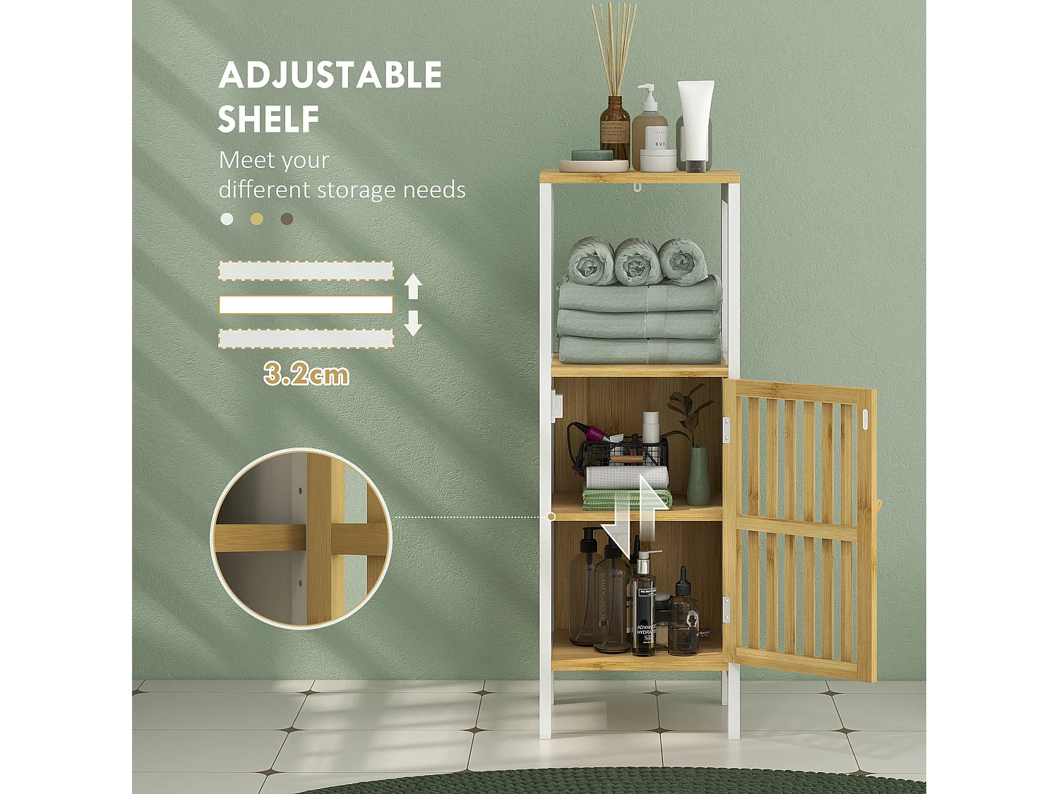 Liba Retro Bamboo Blend Bathroom Cabinet with Cut Out Detail