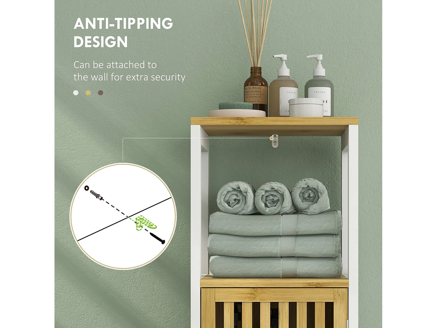 Liba Retro Bamboo Blend Bathroom Cabinet with Cut Out Detail
