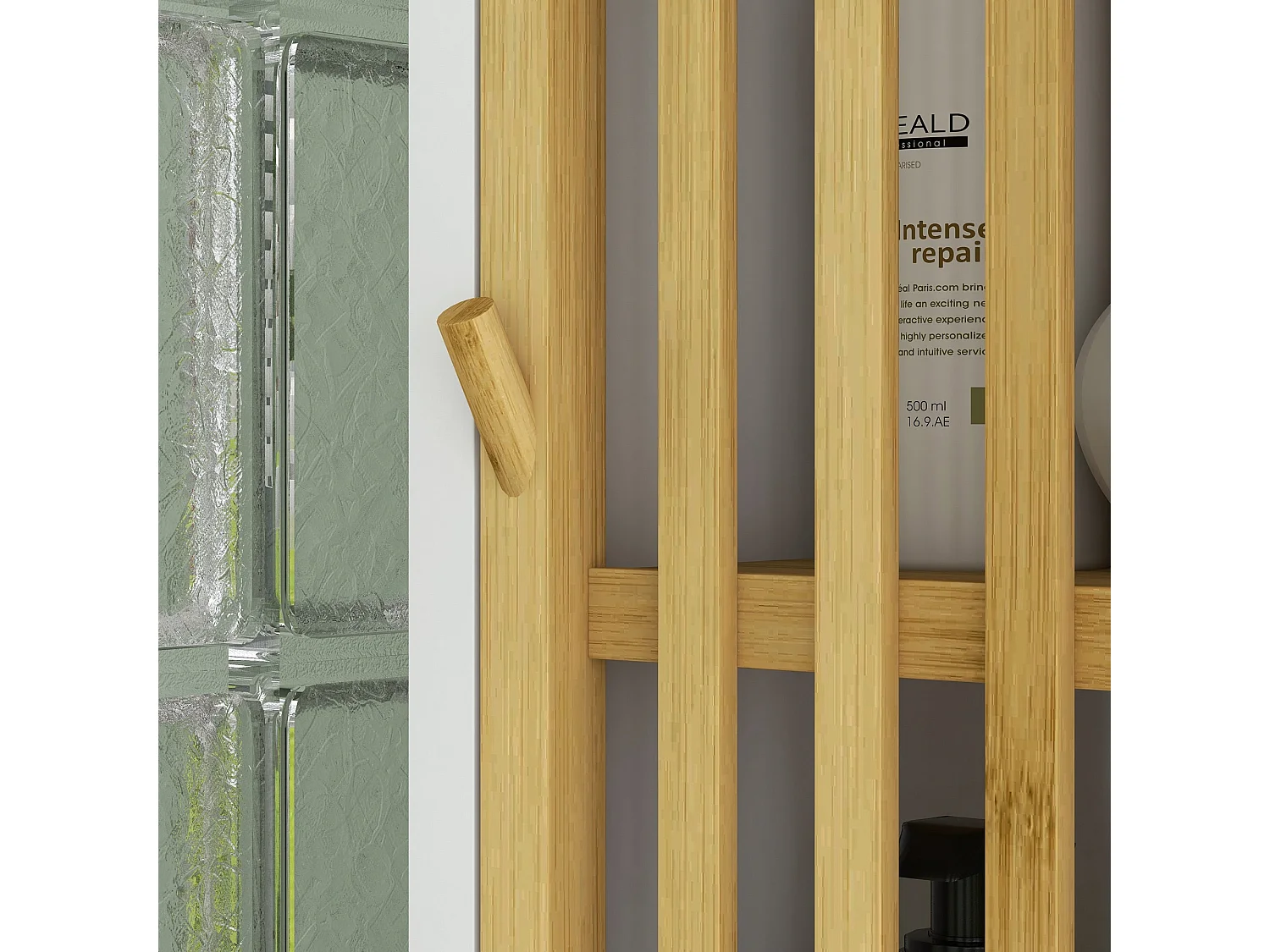 Liba Retro Bamboo Blend Bathroom Cabinet with Cut Out Detail