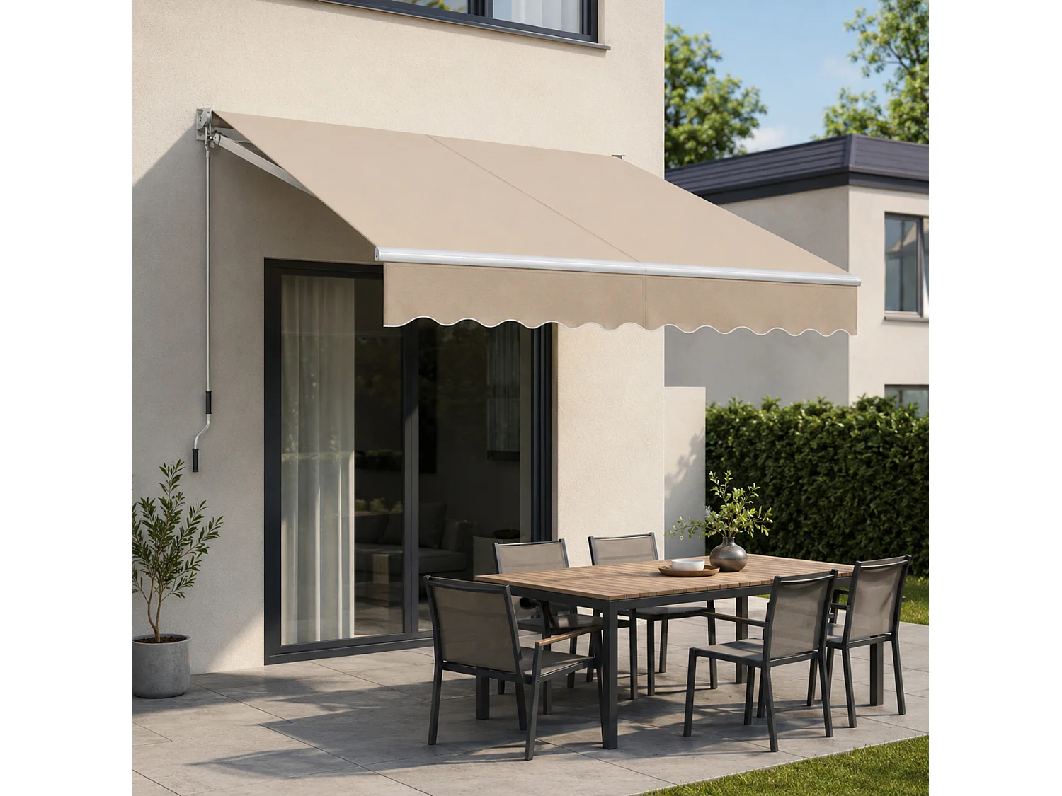 Tenda Da Sole A Manovella Con Inclinazione Regolabile Struttura In Alluminio Resistente Design Moderno Per Balcone Terrazza Veranda Giardino 295x250 Cm Beige