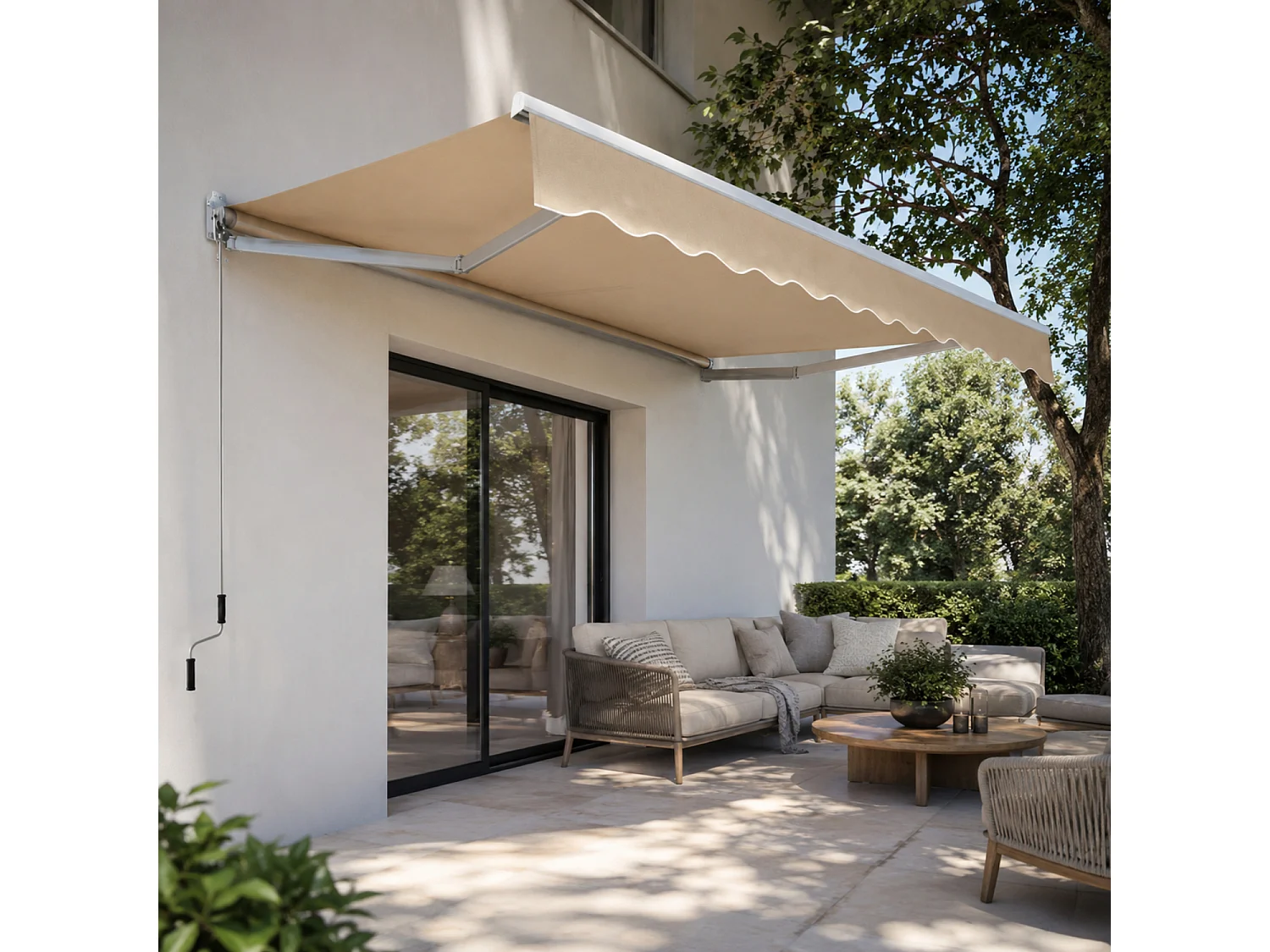 Tenda Da Sole A Manovella Con Inclinazione Regolabile Struttura In Alluminio Resistente Design Moderno Per Balcone Terrazza Veranda Giardino 295x250 Cm Beige
