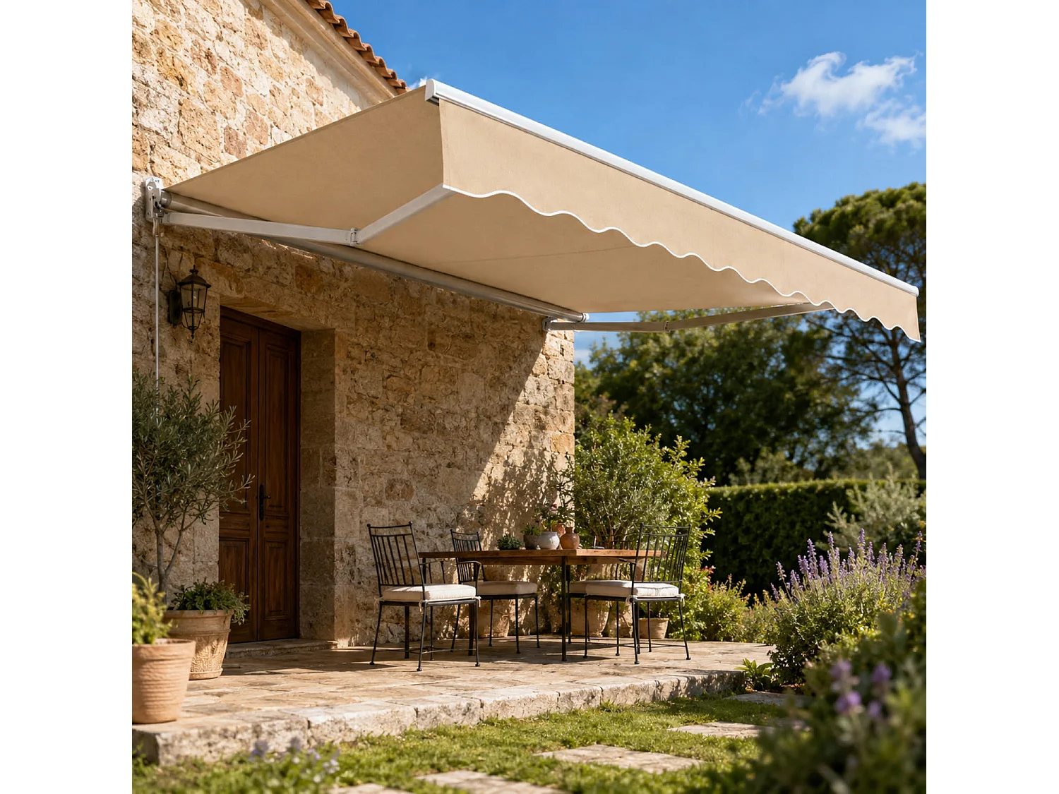 Tenda Da Sole A Manovella Con Inclinazione Regolabile Struttura In Alluminio Resistente Design Moderno Per Balcone Terrazza Veranda Giardino 295x250 Cm Beige