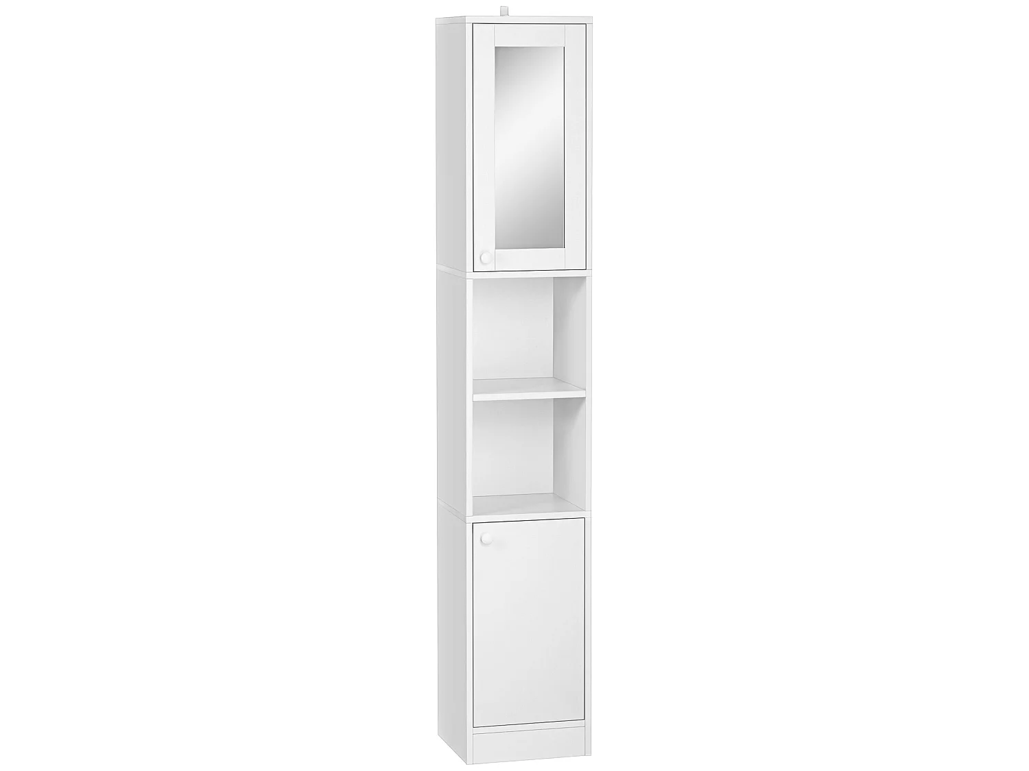 Marila 170cm Narrow Tall Bathroom Cabinet White Mirrored Door Adjustable Shelves Double Cupboards