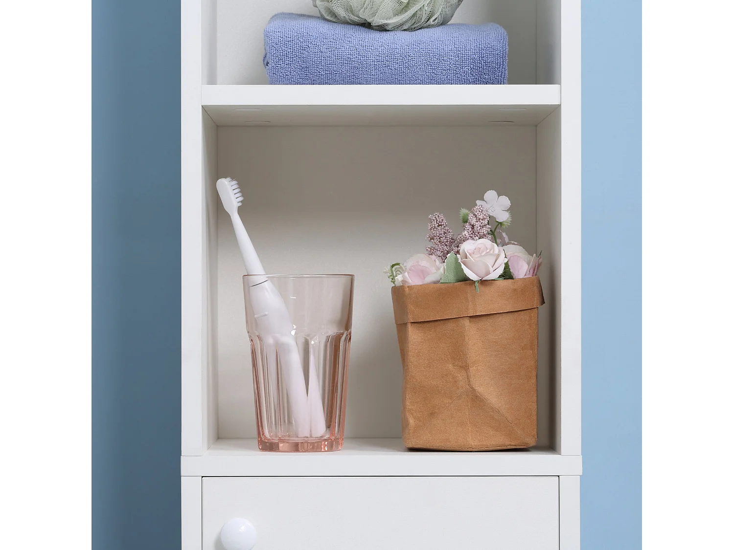 Marila 170cm Narrow Tall Bathroom Cabinet White Mirrored Door Adjustable Shelves Double Cupboards