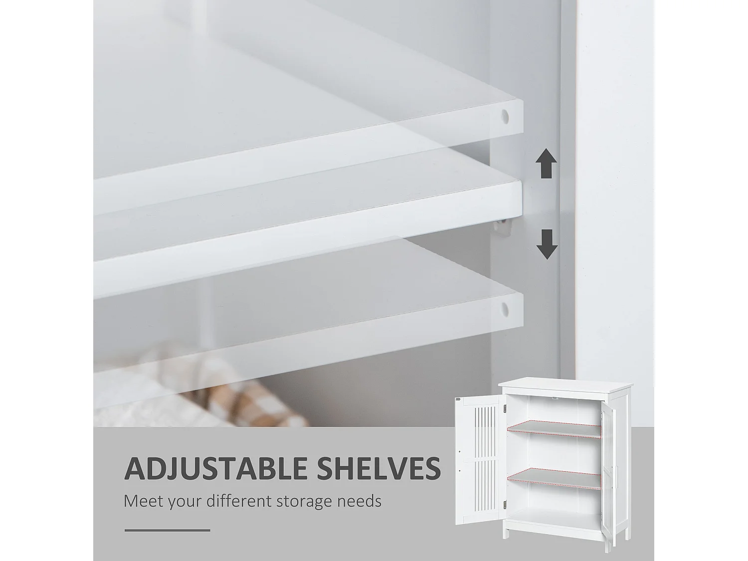 Lumatte Modern White Bathroom Floor Storage Cabinet 60x80x30cm