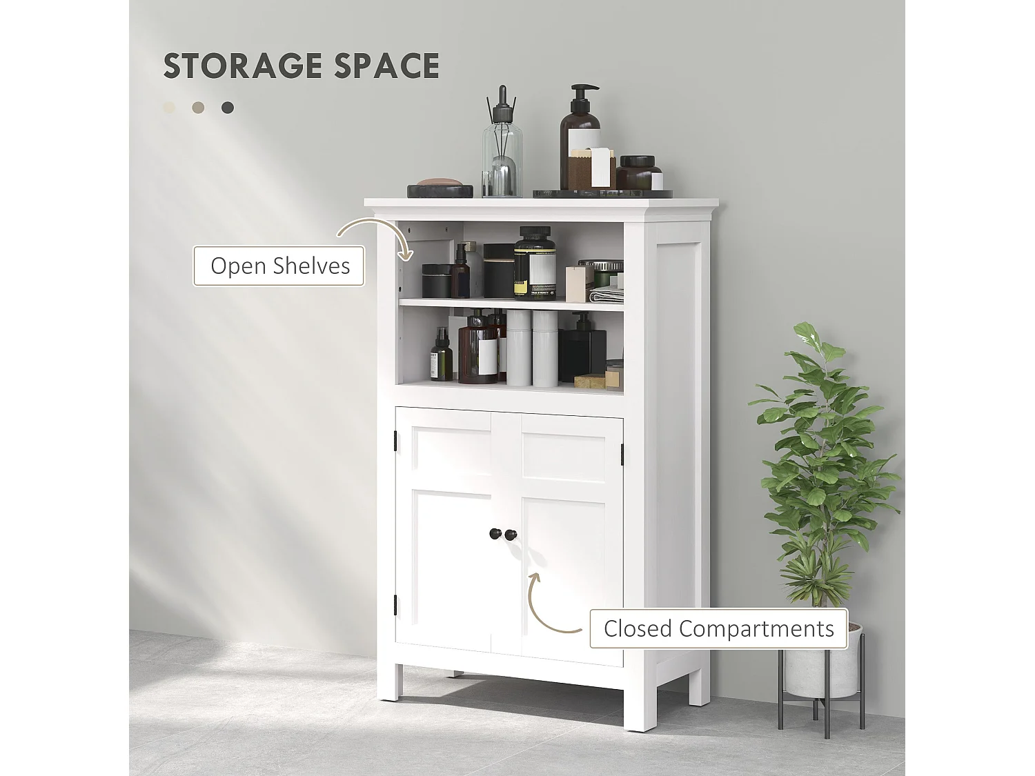 Nore Modern White Bathroom Cabinet 60x30x95cm