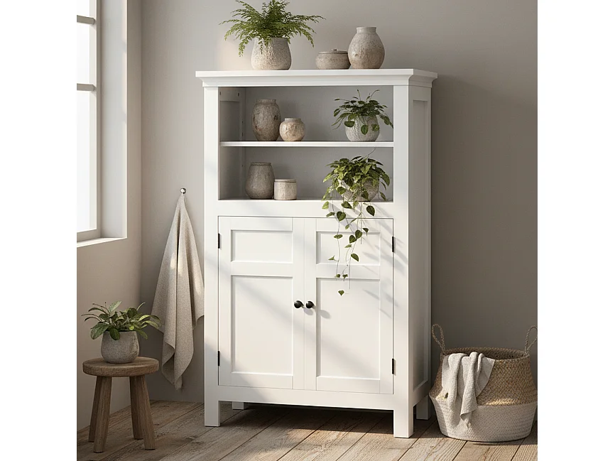 Nore Modern White Bathroom Cabinet 60x30x95cm