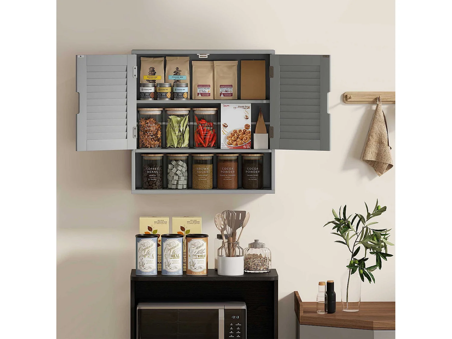 Zilikane Wall Mounted Bathroom Cabinet Grey 60 x 20 x 60cm