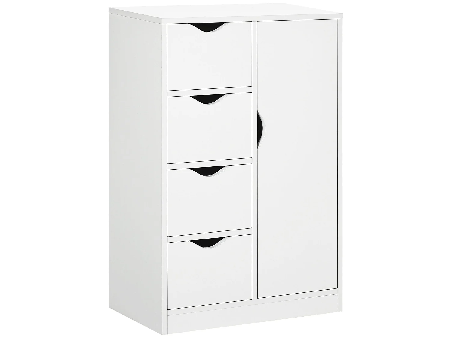 Sopake White Freestanding Storage Cabinet with 4 Drawers and Lower Cupboard