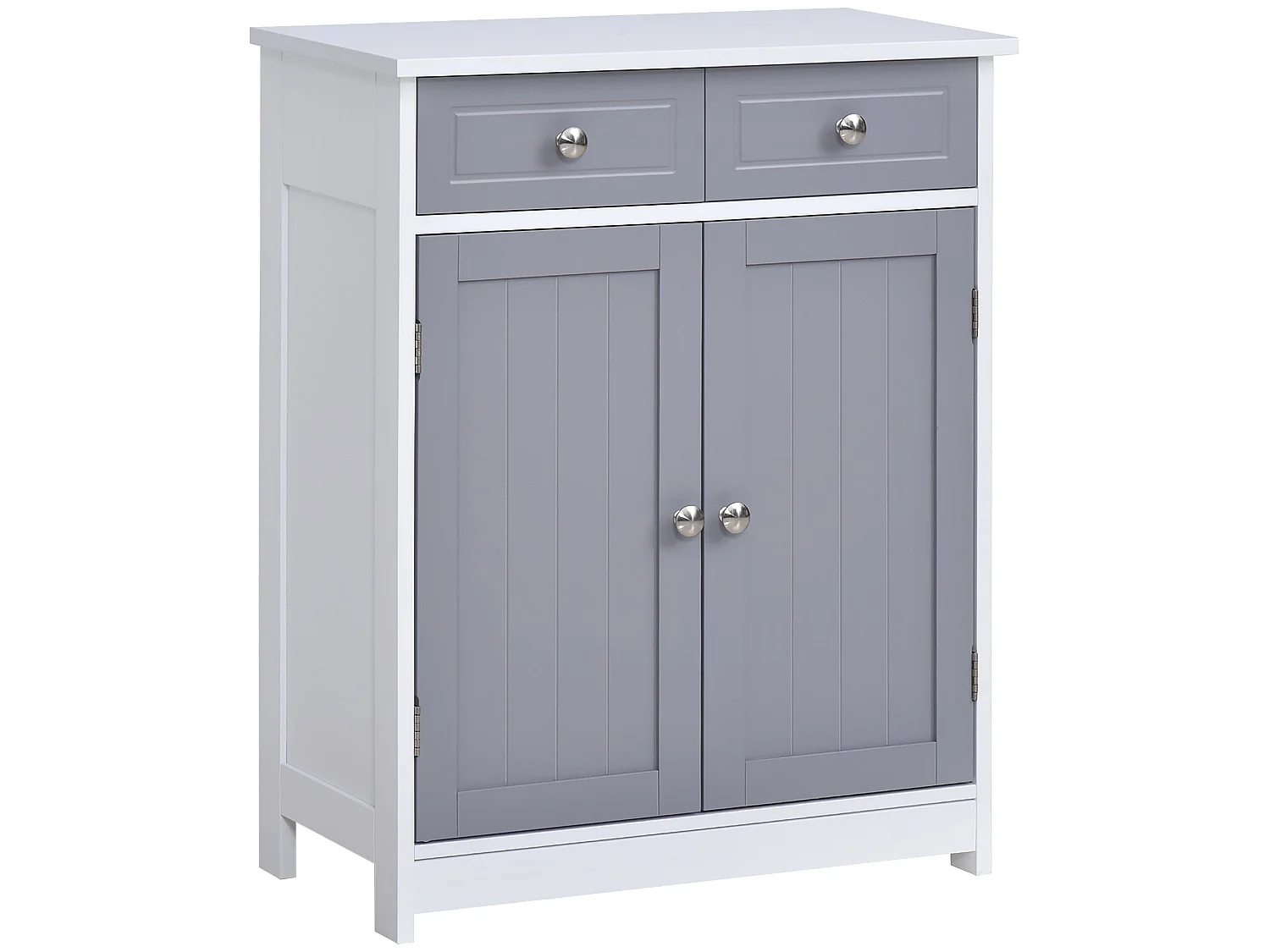 Lufili Freestanding Bathroom Storage Unit 2 Drawers and Cupboard Grey and White