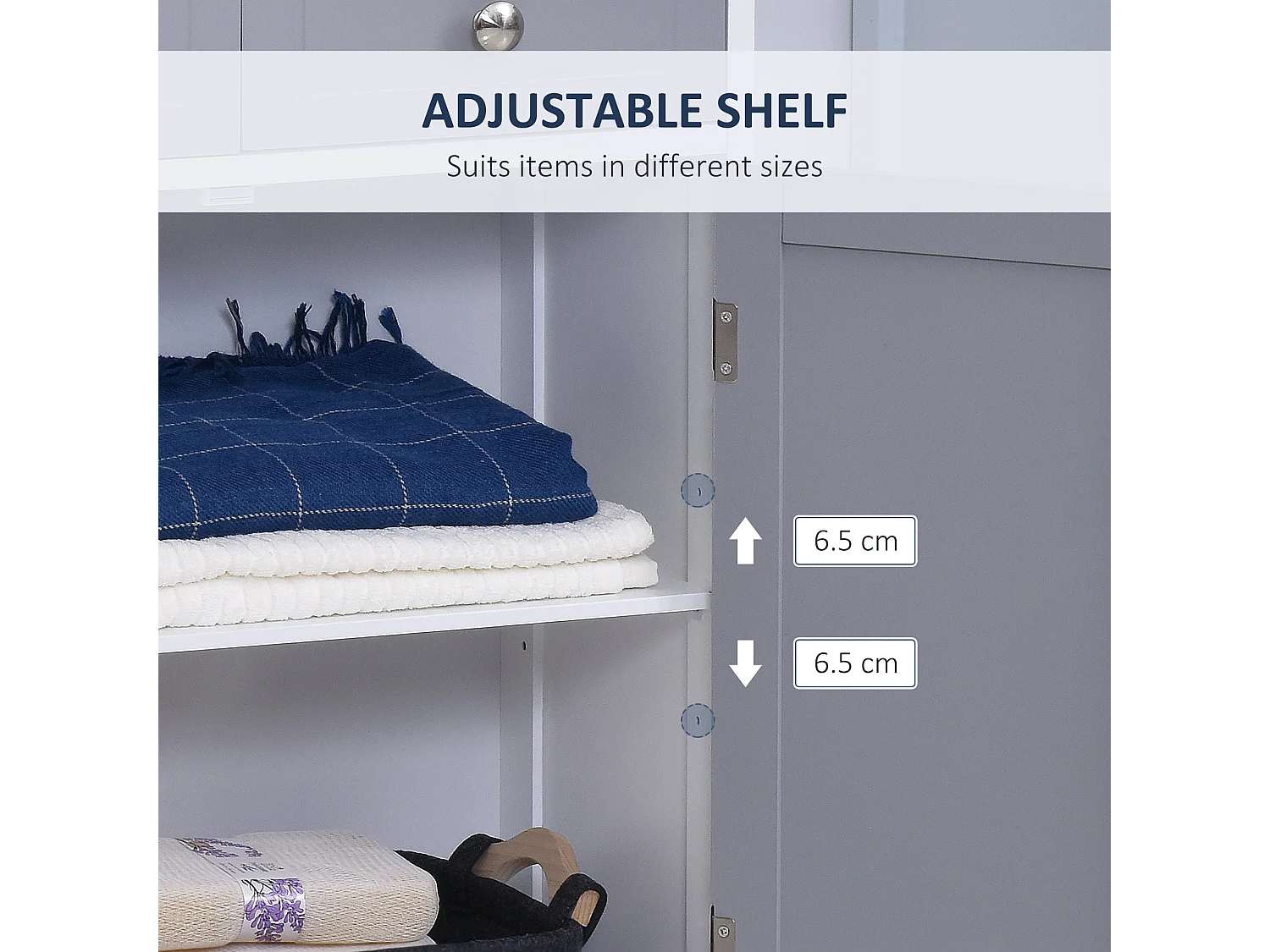 Lufili Freestanding Bathroom Storage Unit 2 Drawers and Cupboard Grey and White