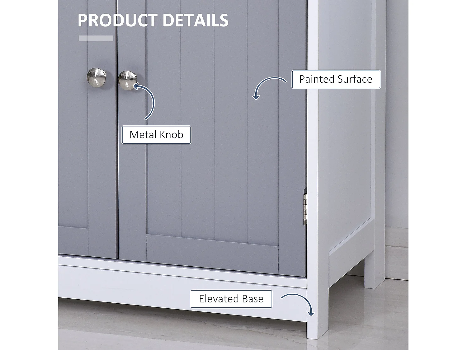 Lufili Freestanding Bathroom Storage Unit 2 Drawers and Cupboard Grey and White