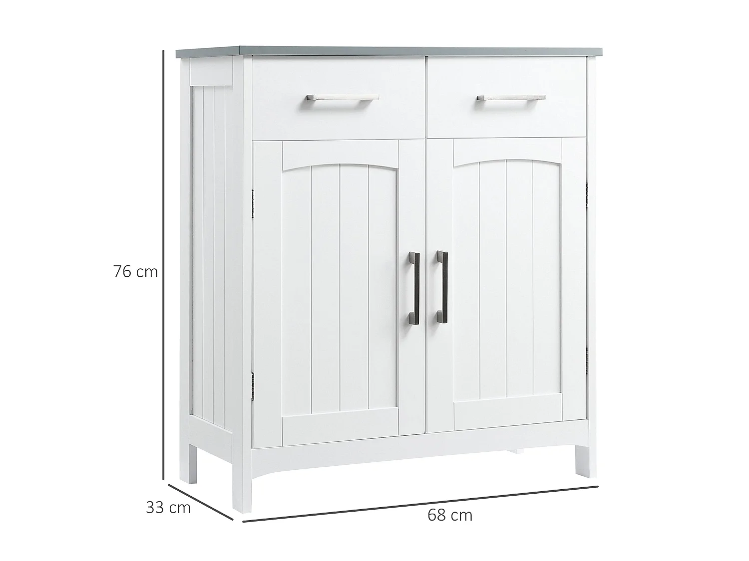 Tova White Bathroom Cabinet 2 Drawers Double Doors Adjustable Shelves
