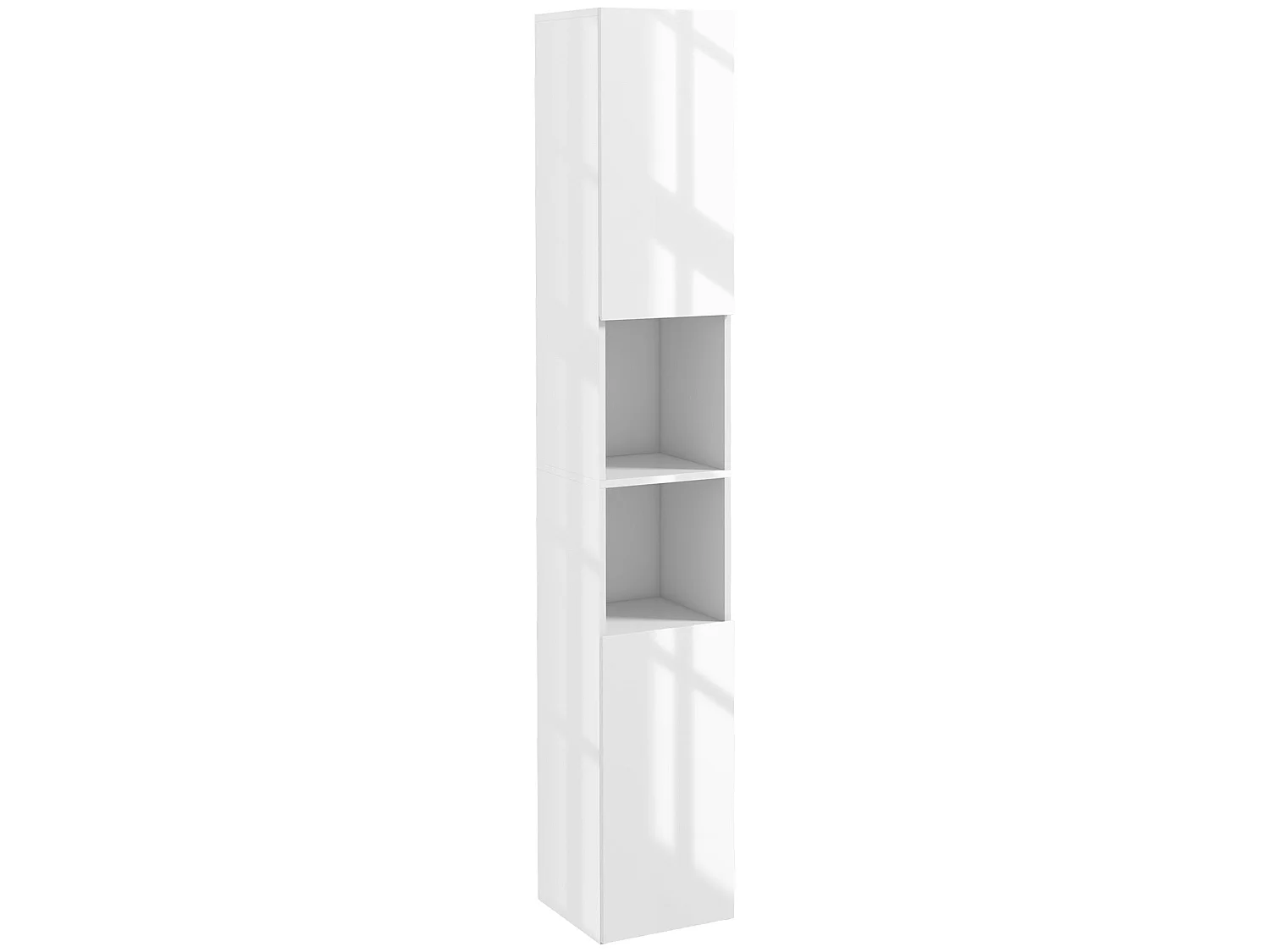 Yoco High Gloss White Freestanding Bathroom Storage Cabinet Slim 181.5cm with Doors and Adjustable Shelves