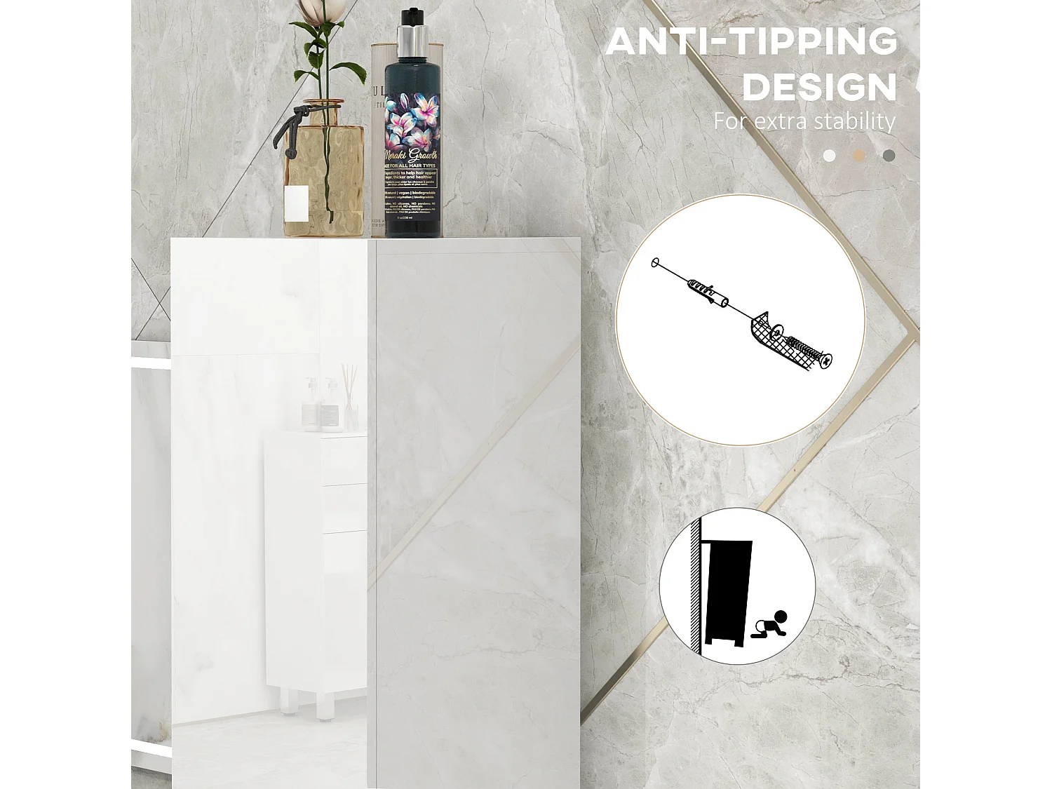 Yoco High Gloss White Freestanding Bathroom Storage Cabinet Slim 181.5cm with Doors and Adjustable Shelves