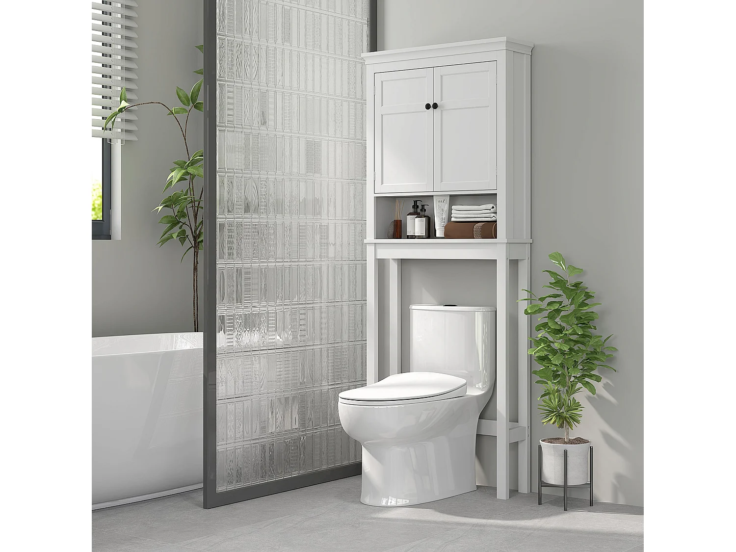 Nivele Over Toilet And Appliance Storage Cabinet White
