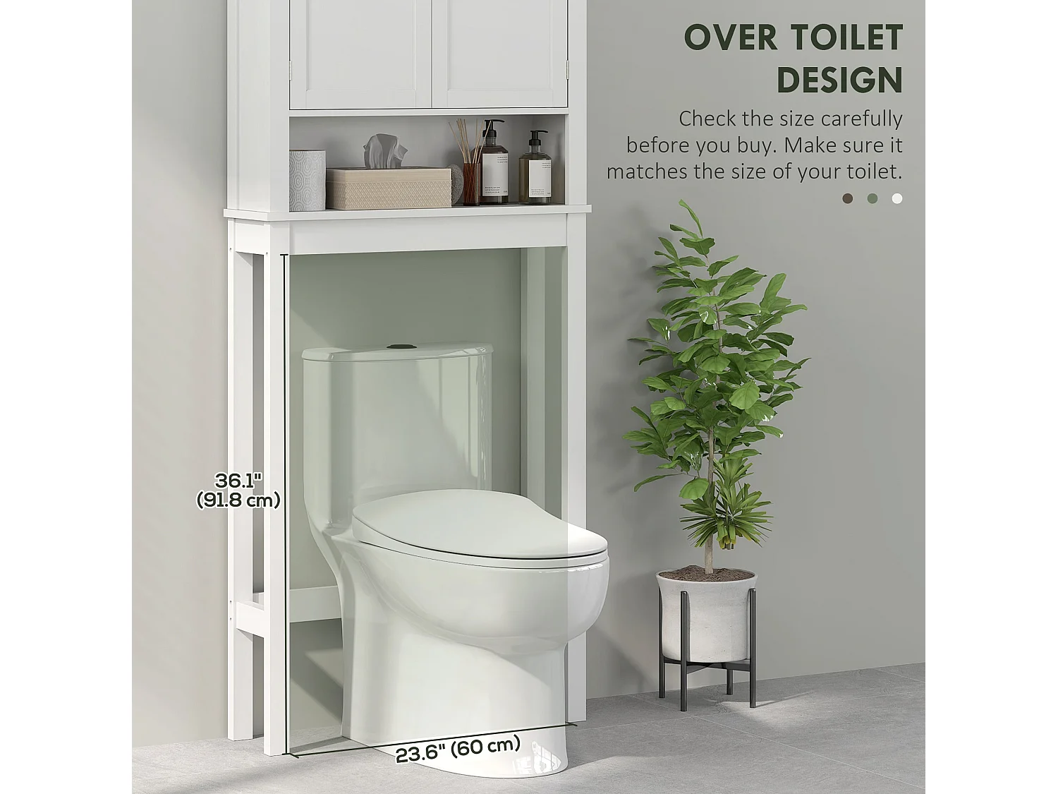Nivele Over Toilet And Appliance Storage Cabinet White