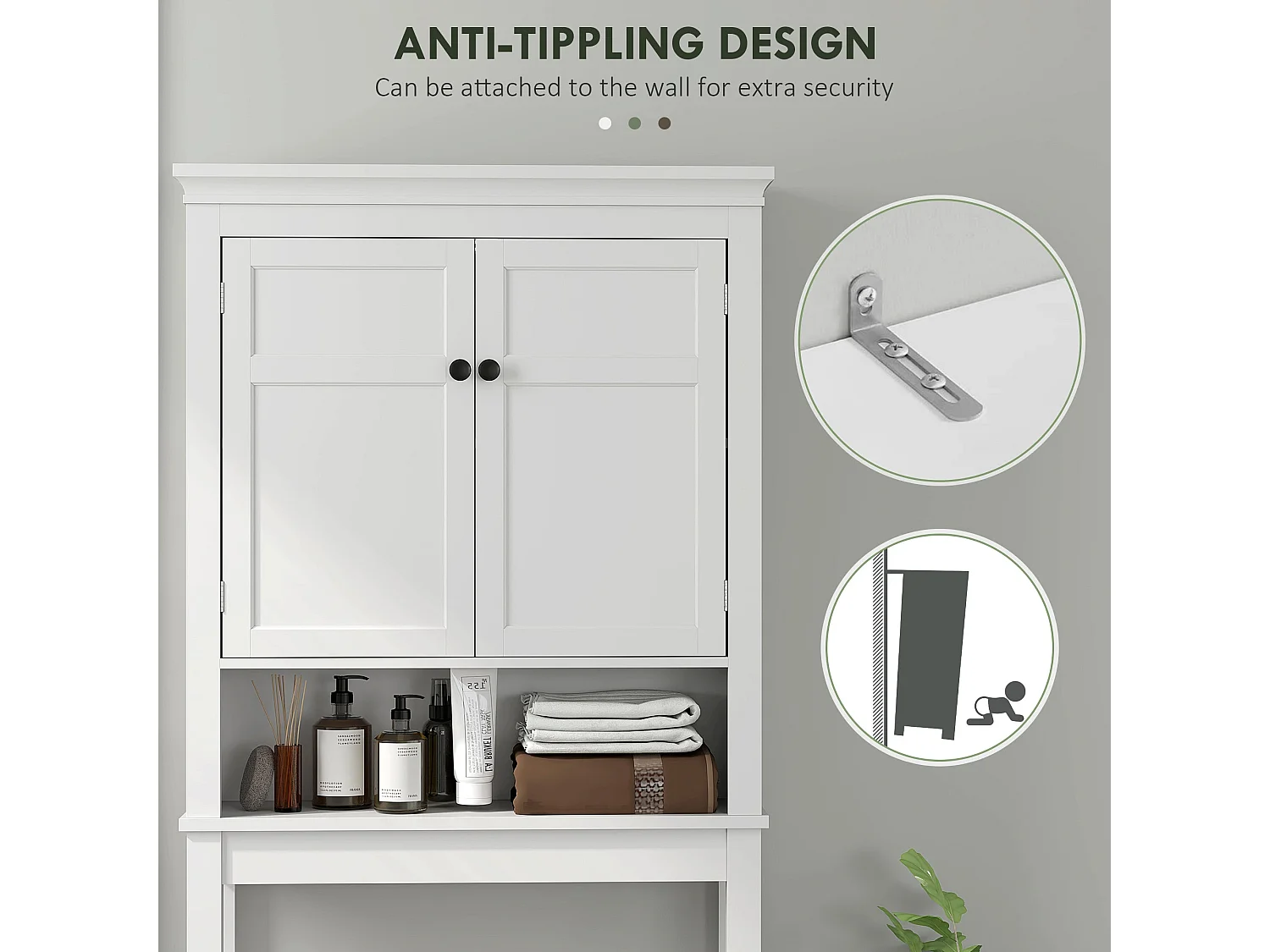 Nivele Over Toilet And Appliance Storage Cabinet White