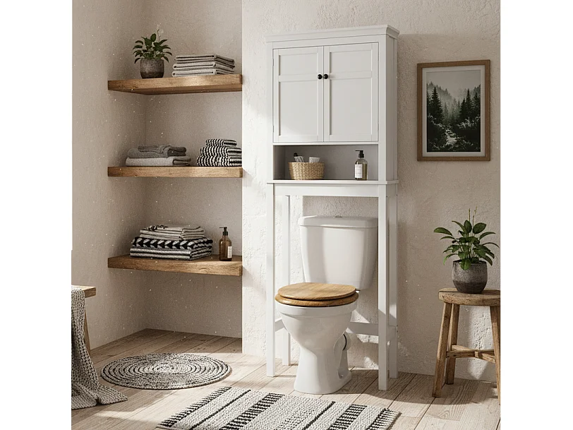 Nivele Over Toilet And Appliance Storage Cabinet White