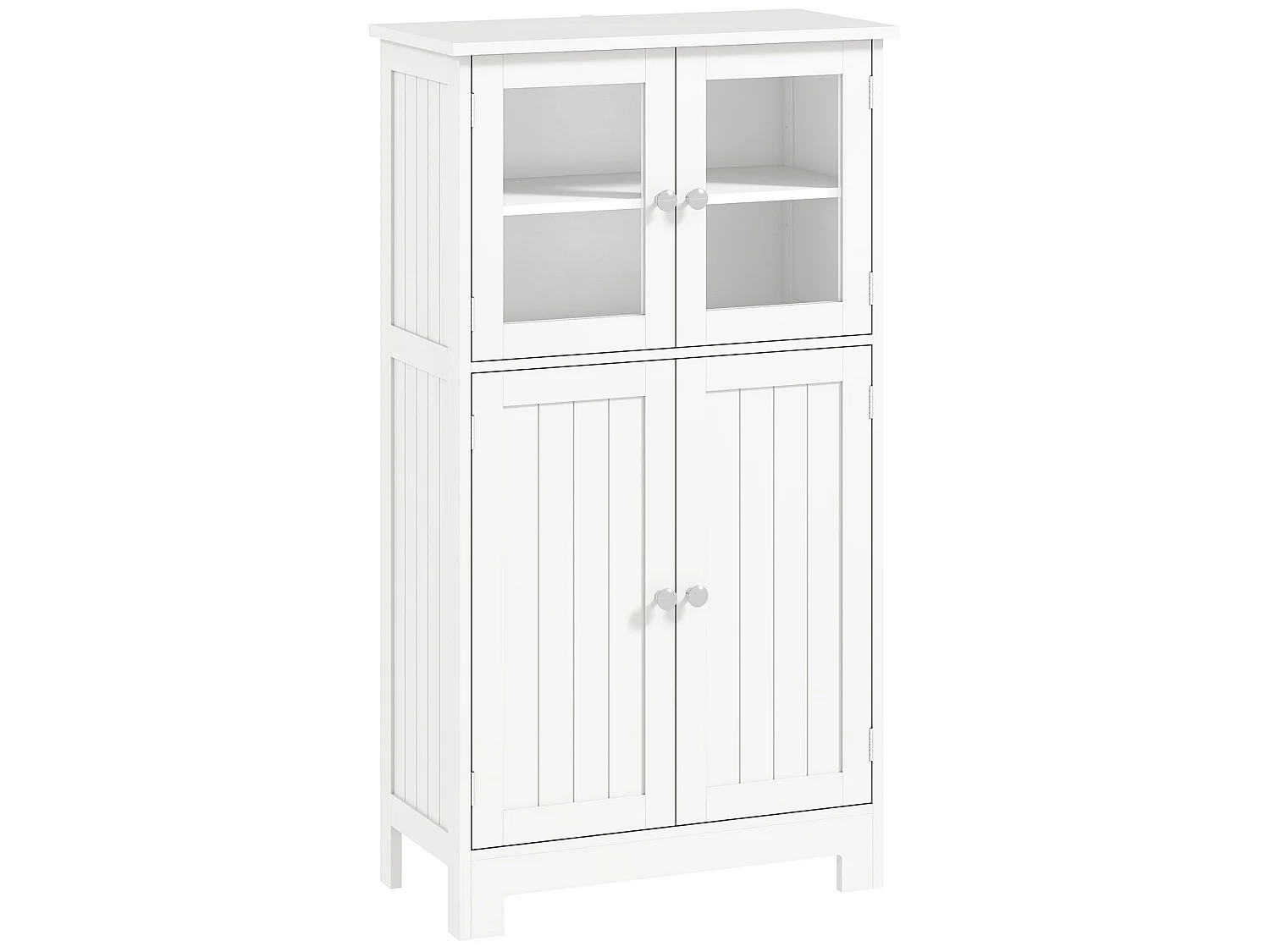 Morreta Freestanding Storage Cabinet with Glass Doors Drawers and Adjustable Shelf for Bathroom or Hallway