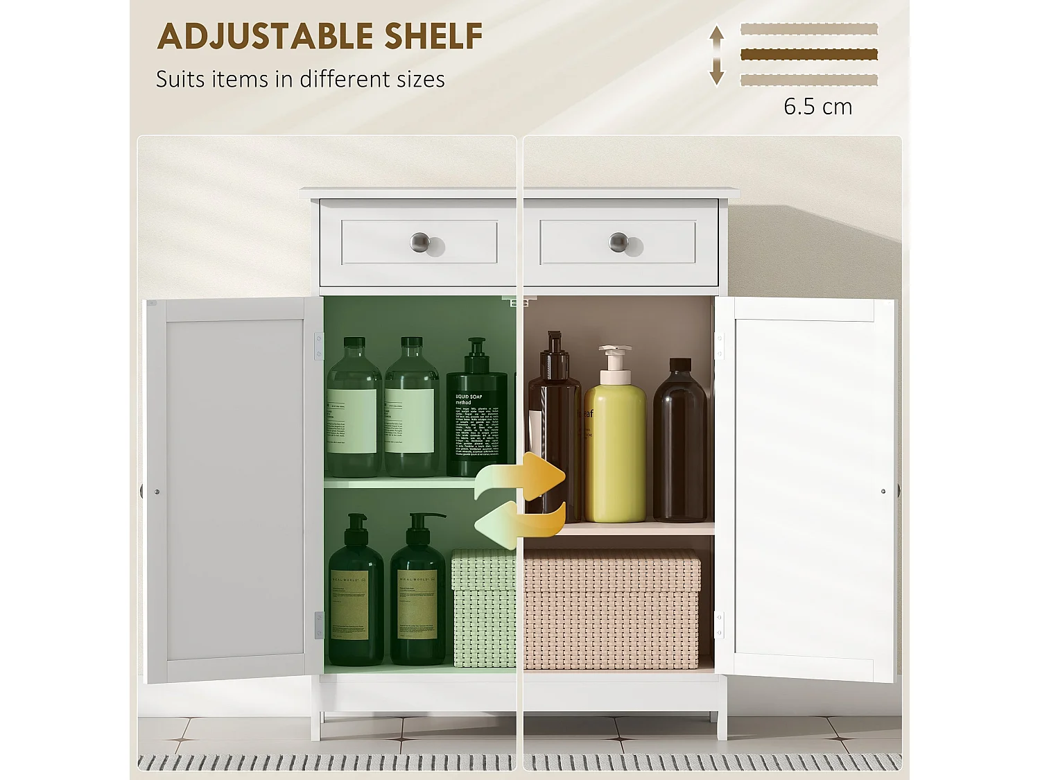 Zilu Freestanding Bathroom Cabinet Traditional White 75x60x30cm