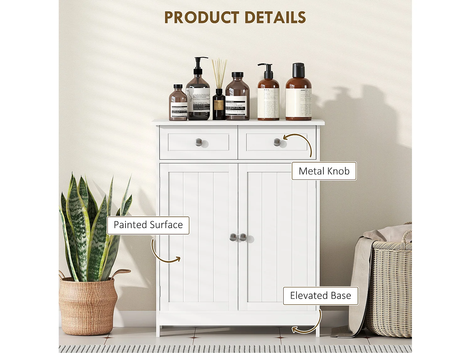 Zilu Freestanding Bathroom Cabinet Traditional White 75x60x30cm