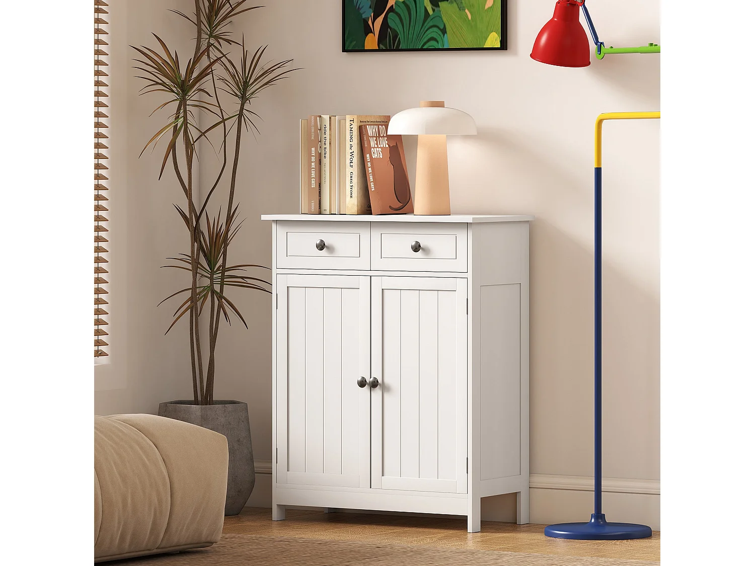 Zilu Freestanding Bathroom Cabinet Traditional White 75x60x30cm