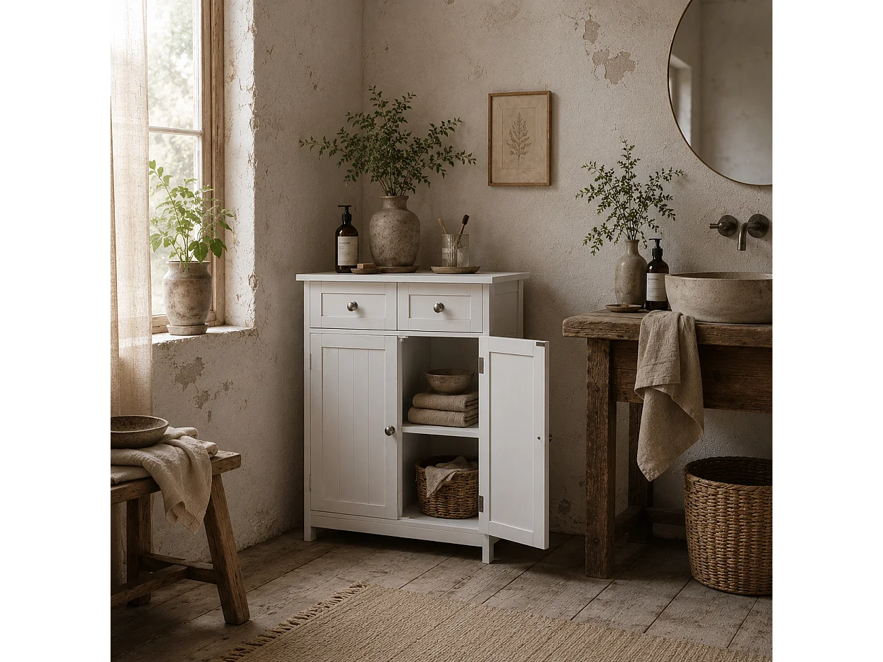 Zilu Freestanding Bathroom Cabinet Traditional White 75x60x30cm