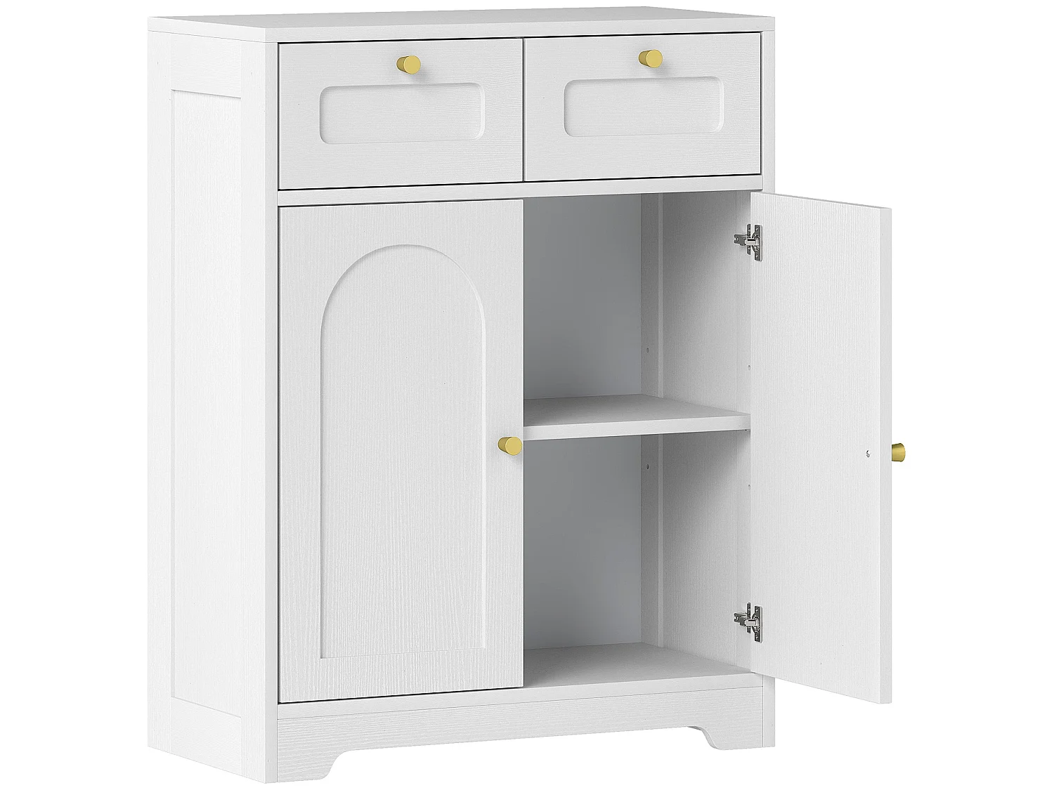 Pareto Bathroom Floor Cabinet with 2 Drawers White with Gold tone Knobs