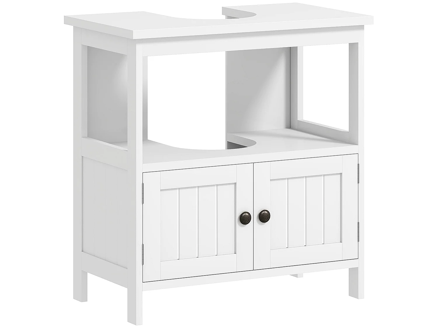 Dalaco White Pedestal Sink Storage Cabinet Double Doors Adjustable Shelves Soft Close